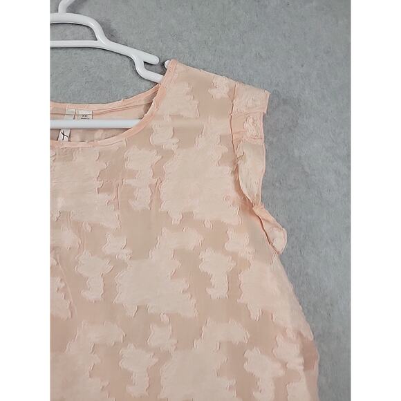LC Lauren Conrad Peach Applique Floral Cap Sleeve Ruffled Top Women's Plus XXL - Picture 4 of 12